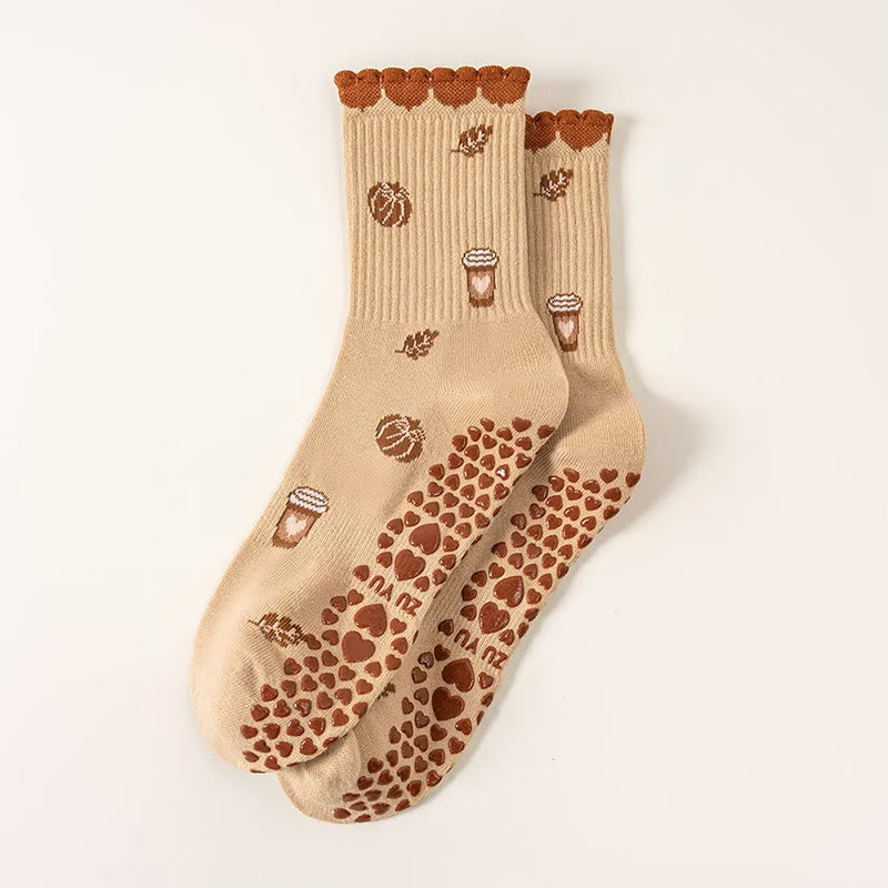 Plusock Plus Size Strawberries Coffee Cups Yoga Socks(2 Pairs) - image 7