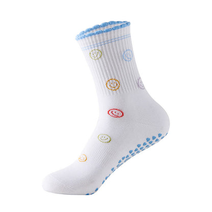 Plusock Plus Size Flower Cherry Heart Yoga Socks(4 Pairs) - Blue - EU36-40(US3-7) - image 16