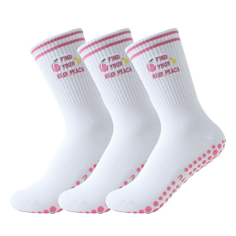 Plusock Plus Size Pink Peach Yoga Socks(3 Pairs) - Pink - EU36-40(US3-7) - image 3