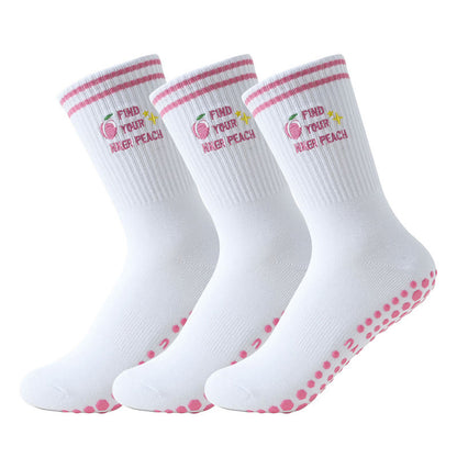 Plusock Plus Size Pink Peach Yoga Socks(3 Pairs) - Pink - EU36-40(US3-7) - image 3