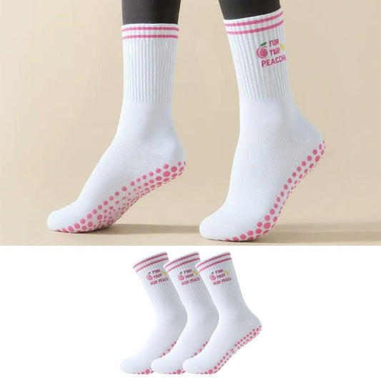 Plusock Plus Size Pink Peach Yoga Socks(3 Pairs) - image 0