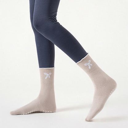 Plusock Delicate Bow Embroidery Yoga Socks(4 Pairs) - image 8