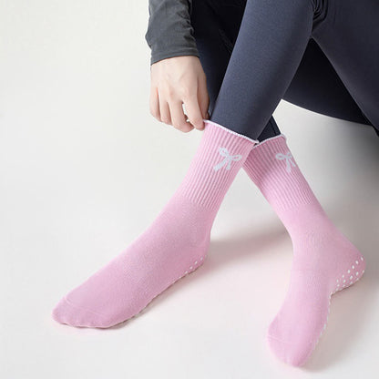 Plusock Delicate Bow Embroidery Yoga Socks(4 Pairs) - image 2
