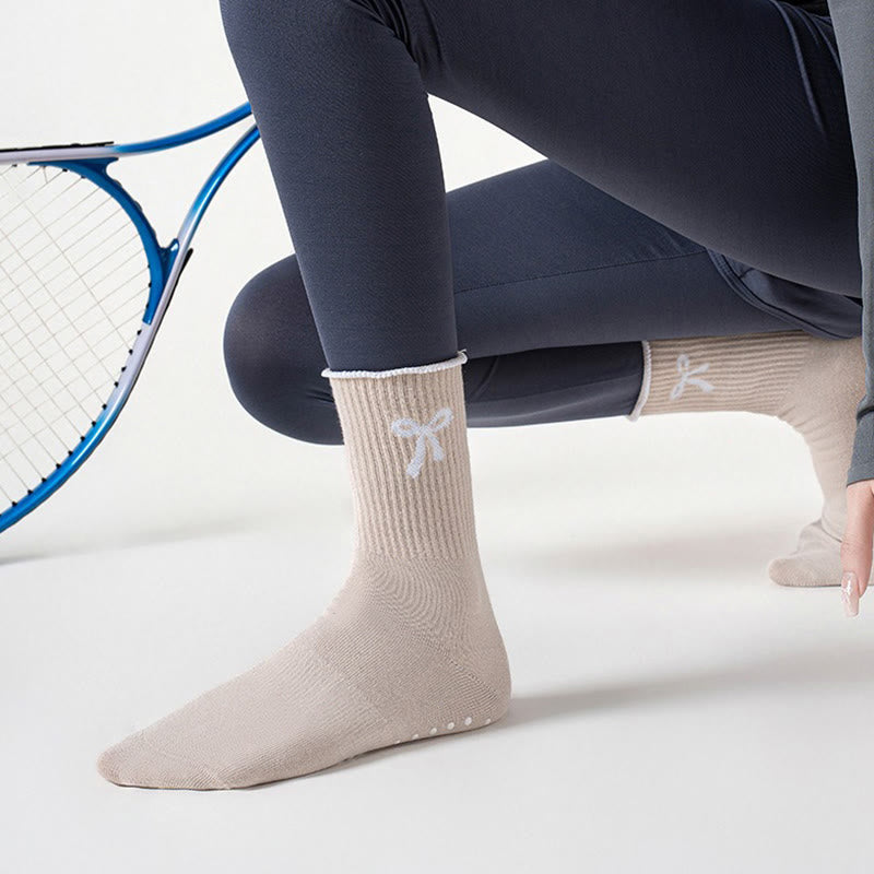 Plusock Delicate Bow Embroidery Yoga Socks(4 Pairs) - image 9