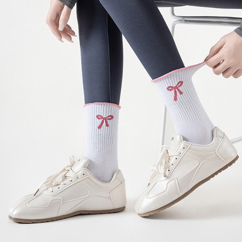Plusock Delicate Bow Embroidery Yoga Socks(4 Pairs) - image 4