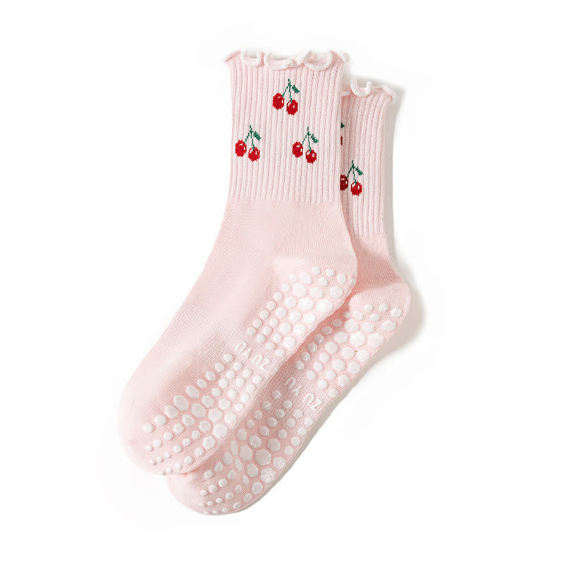 Plusock Cherry Lemon Yoga Socks(3 Pairs) - Pink - EU36-40(US3-7) - image 13