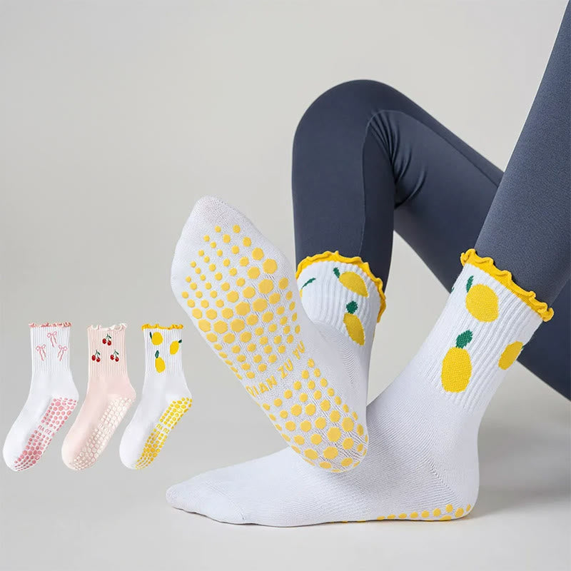 Plusock Cherry Lemon Yoga Socks(3 Pairs) - Multicolor - EU36-40(US3-7) - image 0