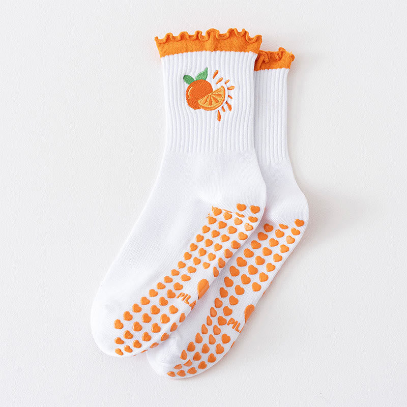 Plusock Fruit Series Yoga Socks(3 Pairs) - Orange - EU36-40(US3-7) - image 9