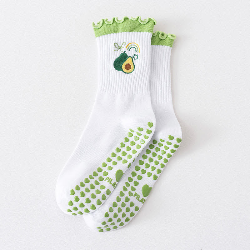 Plusock Fruit Series Yoga Socks(3 Pairs) - Green - EU36-40(US3-7) - image 12