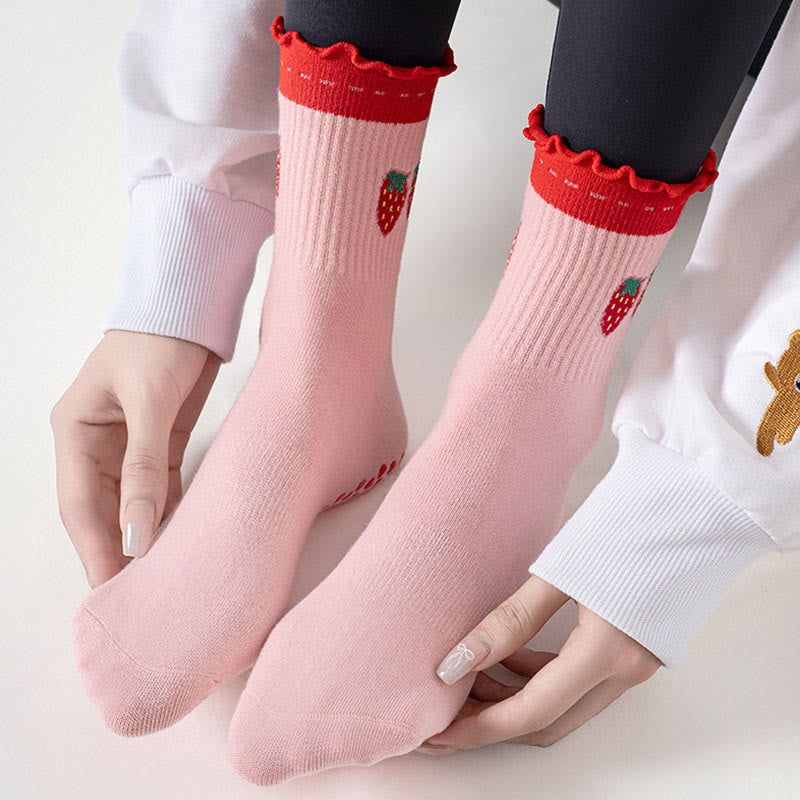 Plusock Strawberry Cherry Heart Yoga Socks(3 Pairs) - image 9