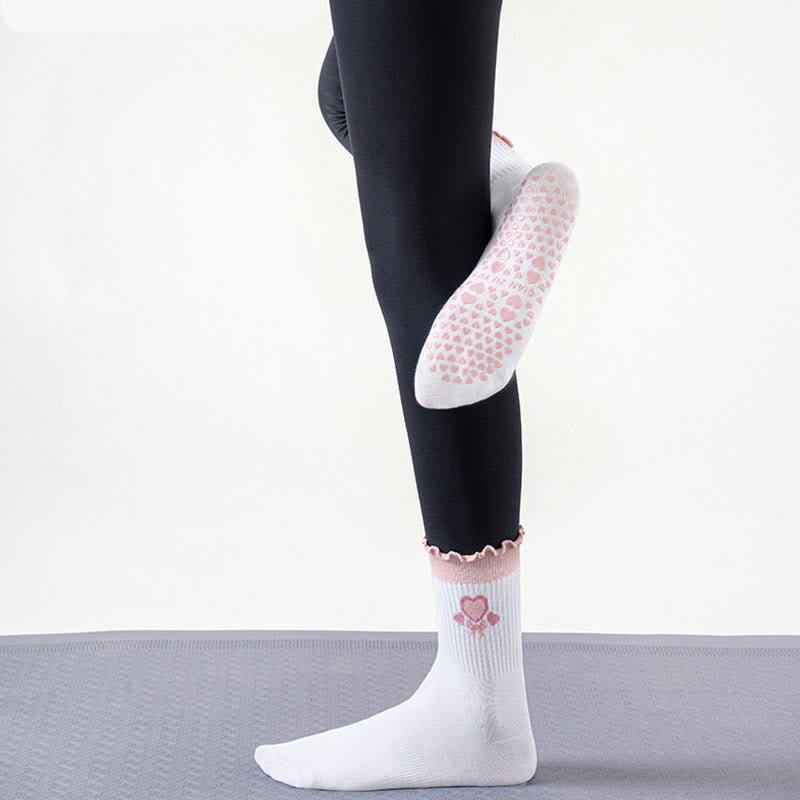 Plusock Strawberry Cherry Heart Yoga Socks(3 Pairs) - image 1