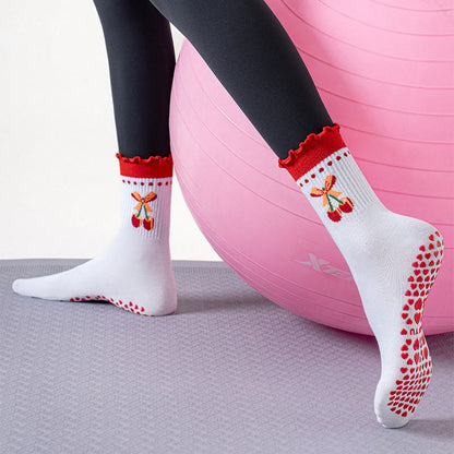 Plusock Strawberry Cherry Heart Yoga Socks(3 Pairs) - image 6
