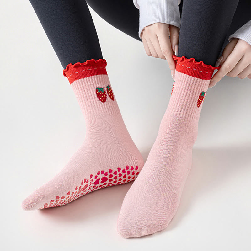 Plusock Strawberry Cherry Heart Yoga Socks(3 Pairs) - image 8