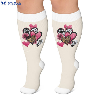 Plusock Plus Size Heart Butterfly Pattern Compression Socks - image 2