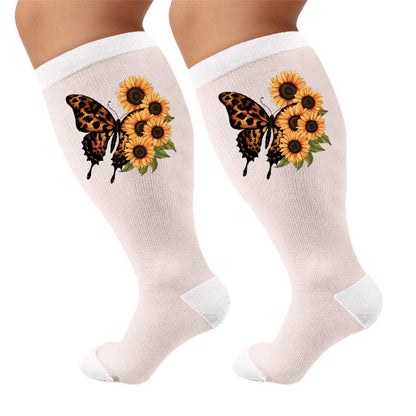 Plusock Plus Size Heart Butterfly Pattern Compression Socks - Butterfly(1 Pair) - 4XL - image 7