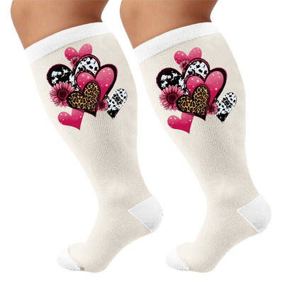 Plusock Plus Size Heart Butterfly Pattern Compression Socks - Heart(1 Pair) - 4XL - image 5