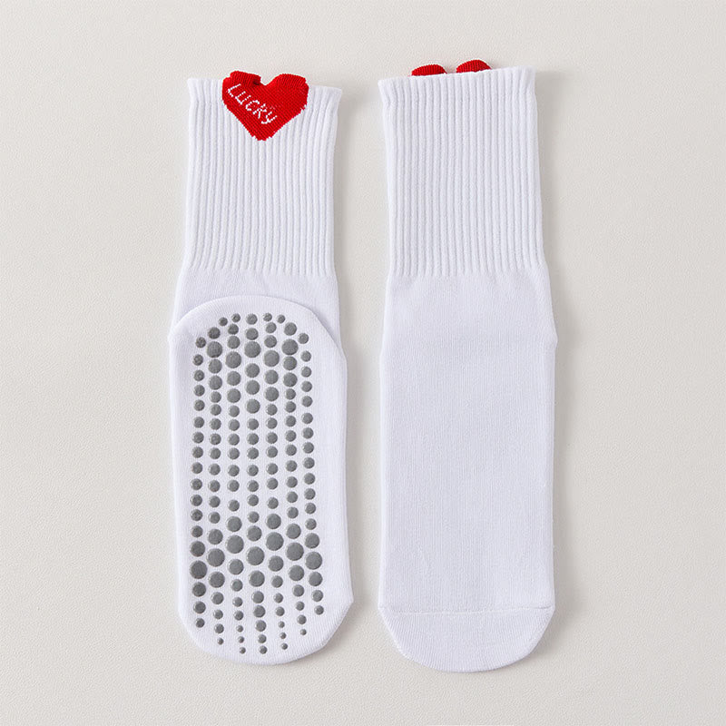 Plusock Lucky Heart Yoga Socks(4 Pairs) - Red - EU36-40(US3-7) - image 13
