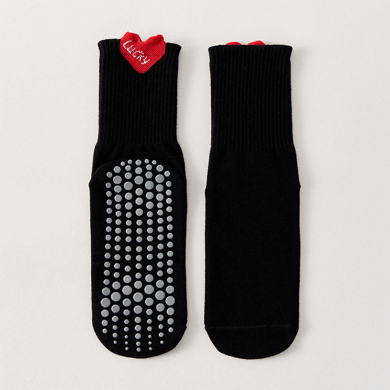 Plusock Lucky Heart Yoga Socks(4 Pairs) - Black - EU36-40(US3-7) - image 12