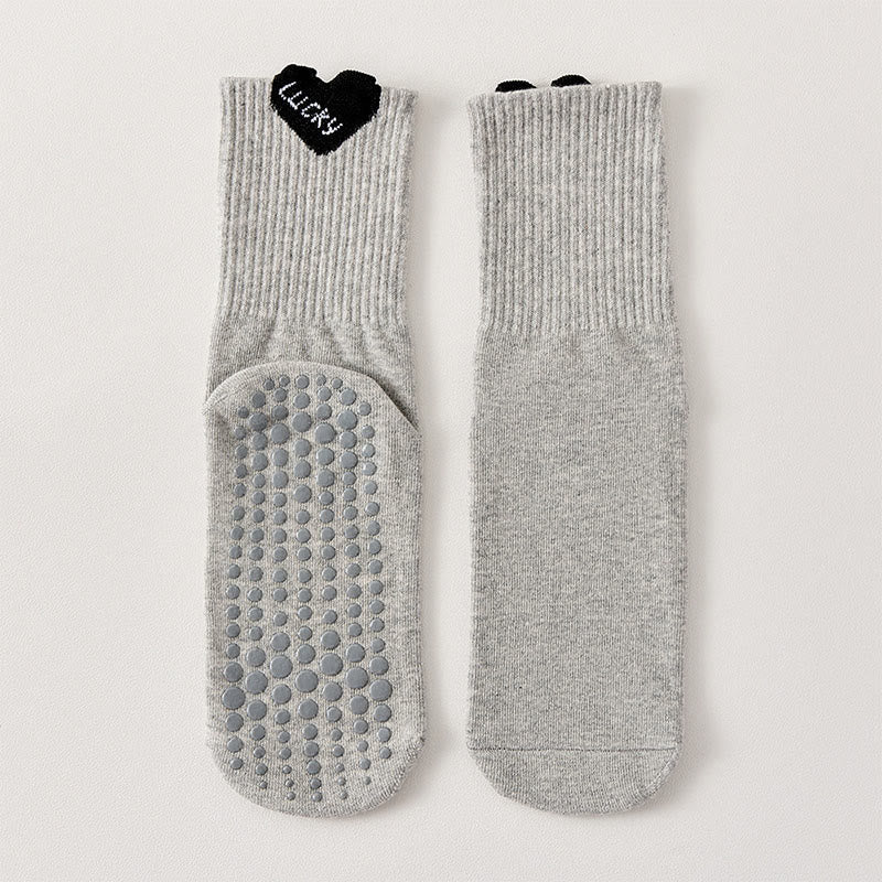 Plusock Lucky Heart Yoga Socks(4 Pairs) - Grey - EU36-40(US3-7) - image 14