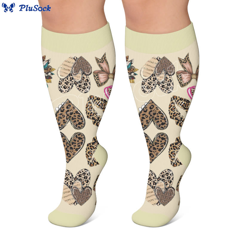 Plusock Plus Size Retro Leopard Print Compression Socks - image 4
