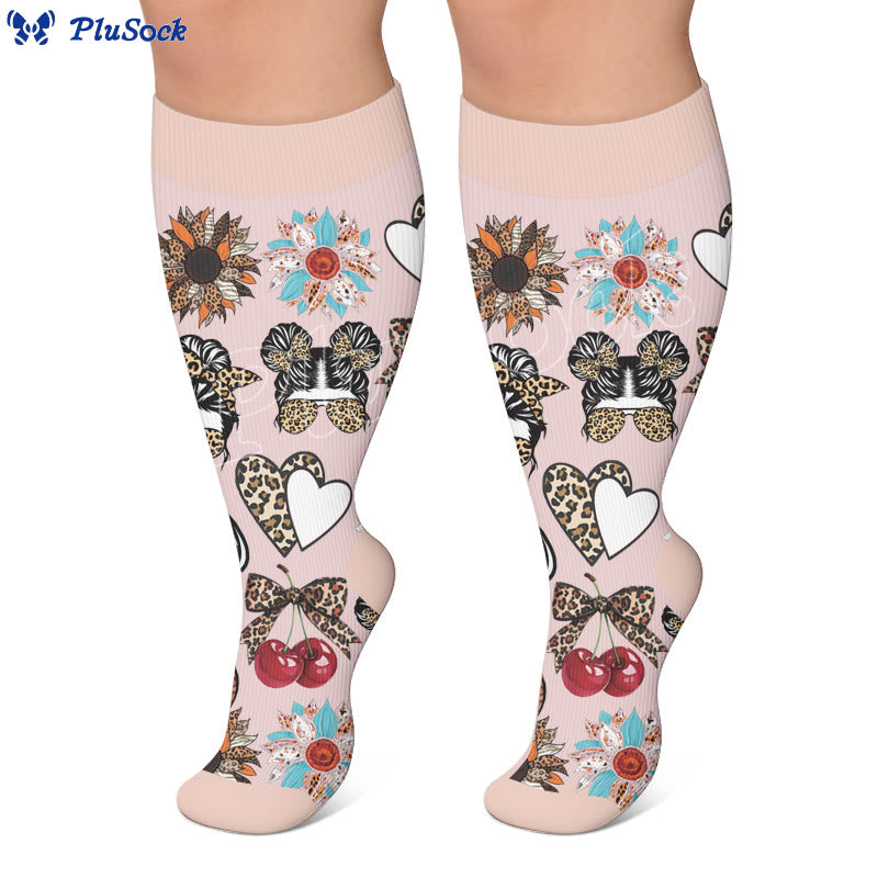 Plusock Plus Size Retro Leopard Print Compression Socks - image 3