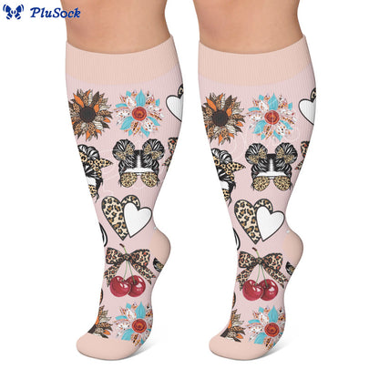 Plusock Plus Size Retro Leopard Print Compression Socks - image 3