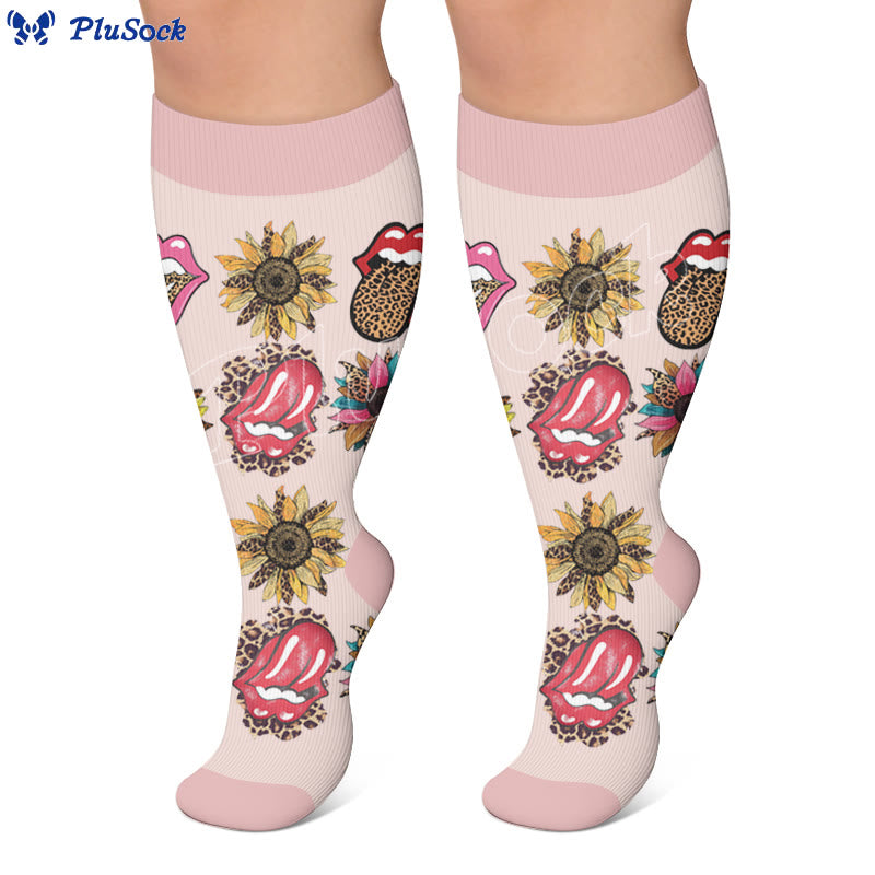 Plusock Plus Size Retro Leopard Print Compression Socks - image 2