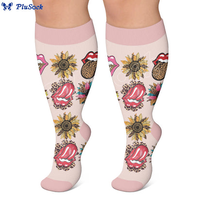 Plusock Plus Size Retro Leopard Print Compression Socks - image 2