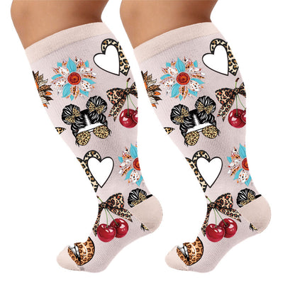 Plusock Plus Size Retro Leopard Print Compression Socks - Girl(1 Pair) - 4XL - image 6