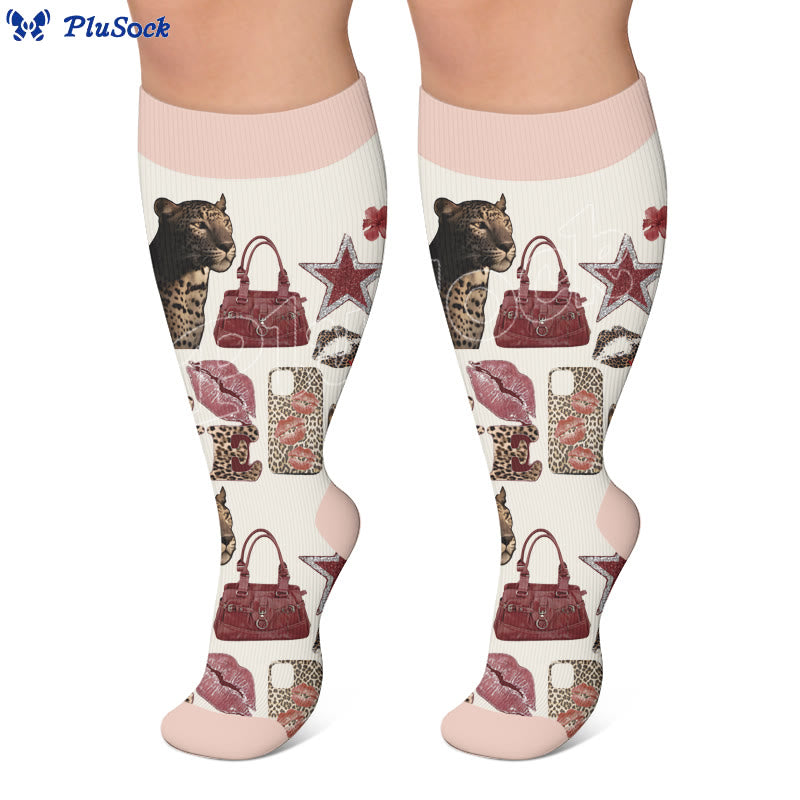 Plusock Plus Size Retro Street Print Compression Socks - image 3