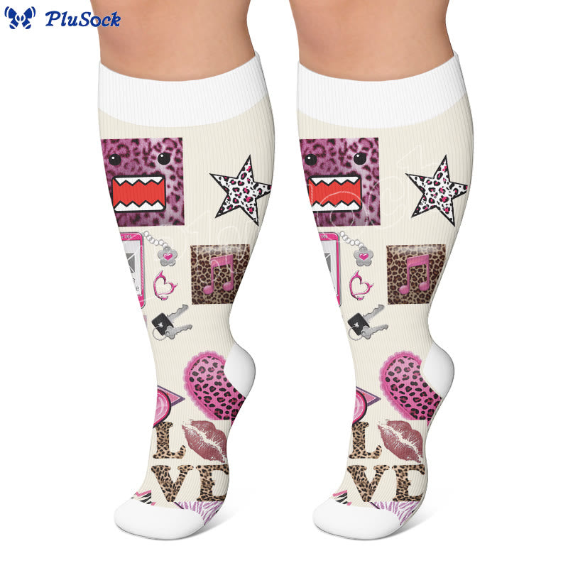 Plusock Plus Size Retro Street Print Compression Socks - image 2