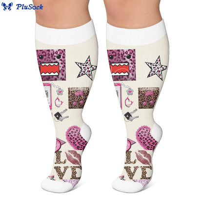 Plusock Plus Size Retro Street Print Compression Socks - image 2