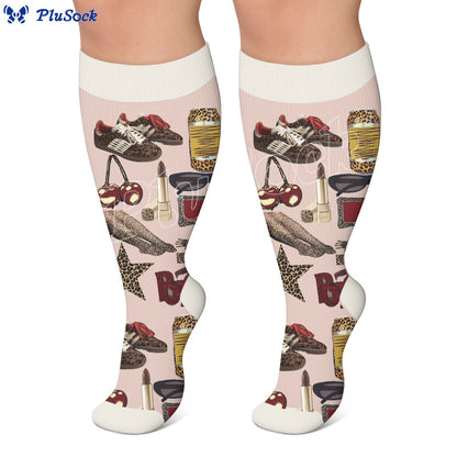 Plusock Plus Size Retro Street Print Compression Socks - image 4