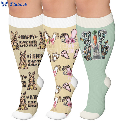 Plusock Plus Size Easter Print Compression Socks - image 0