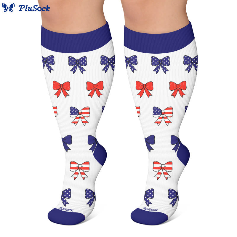 Plusock Plus Size Stripe Bow Compression Socks - image 2