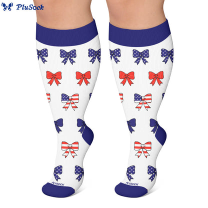 Plusock Plus Size Stripe Bow Compression Socks - image 2