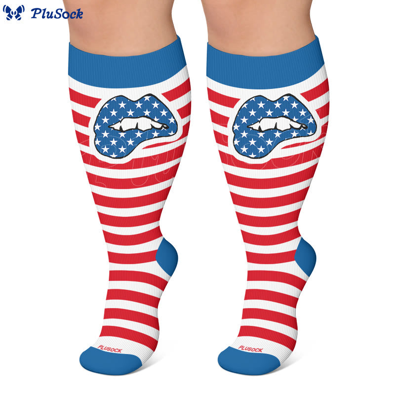 Plusock Plus Size Stripe Bow Compression Socks - image 3