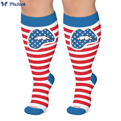 Plusock Plus Size Stripe Bow Compression Socks - image 3