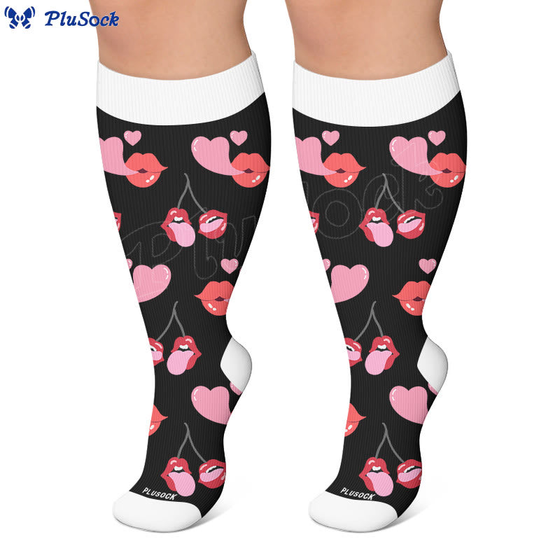 Plusock Plus Size Butterfly Kiss Print Compression Socks - image 3