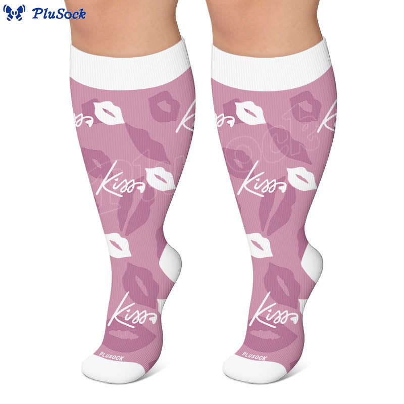 Plusock Plus Size Butterfly Kiss Print Compression Socks - image 2