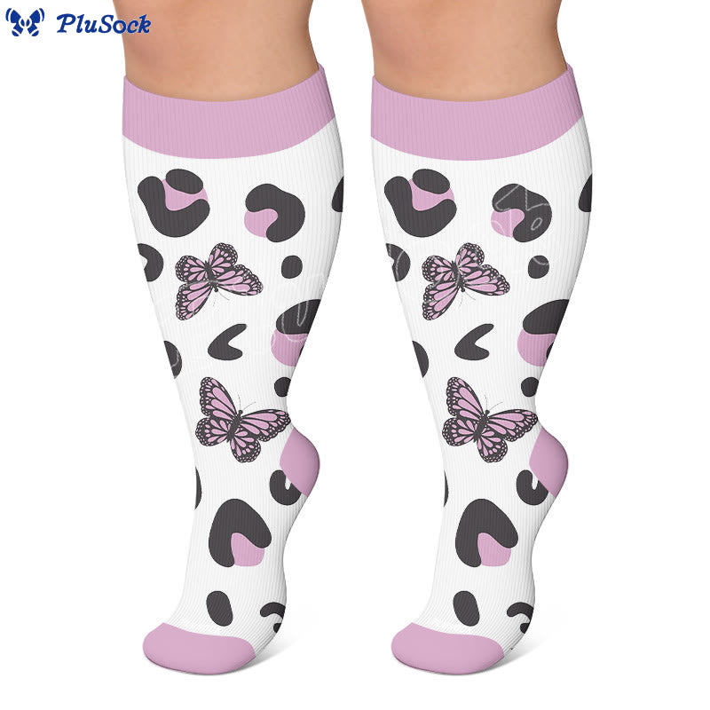 Plusock Plus Size Butterfly Kiss Print Compression Socks - image 4