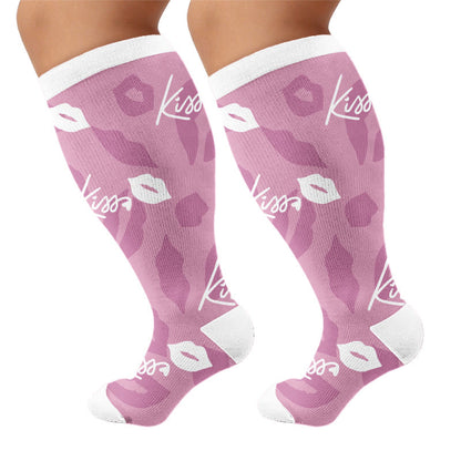 Plusock Plus Size Butterfly Kiss Print Compression Socks - Purple(1 Pair) - 4XL - image 7