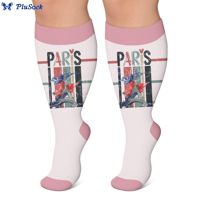 Plusock Plus Size Eiffel Tower Print Compression Socks - image 4