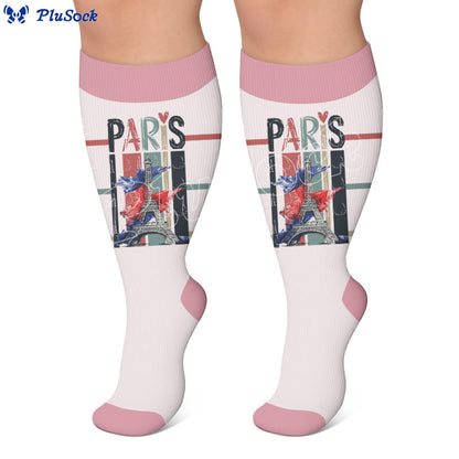 Plusock Plus Size Eiffel Tower Print Compression Socks - image 4