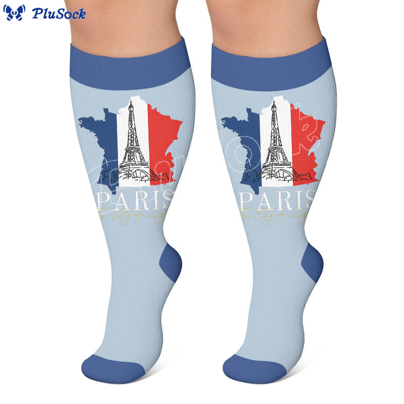 Plusock Plus Size Eiffel Tower Print Compression Socks - image 3