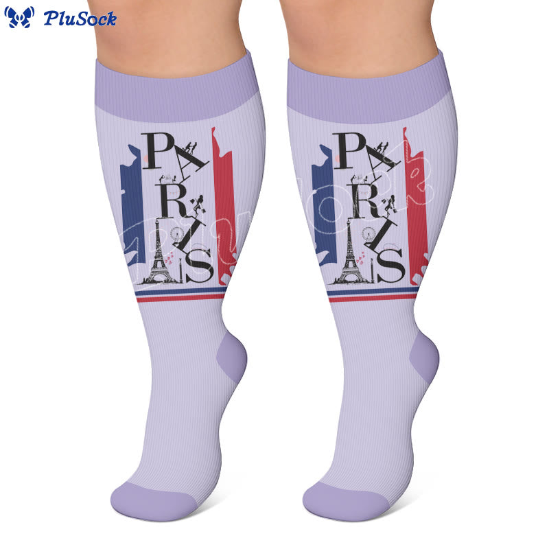 Plusock Plus Size Eiffel Tower Print Compression Socks - image 2