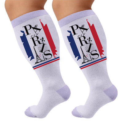Plusock Plus Size Eiffel Tower Print Compression Socks - Paris(1 Pair) - 4XL - image 5