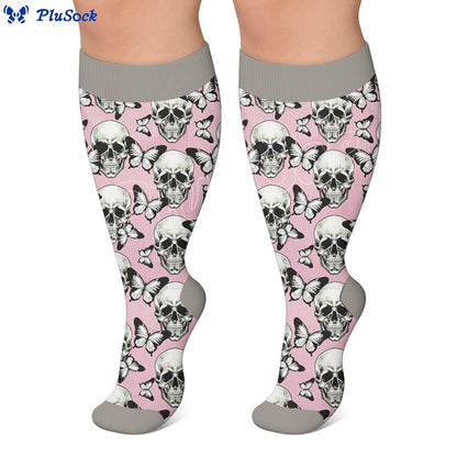 Plusock Plus Size Fun Skull Print Compression Socks - image 4