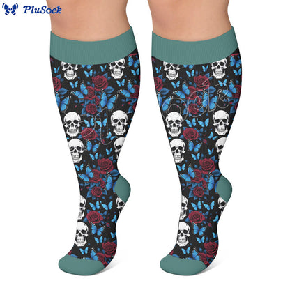 Plusock Plus Size Fun Skull Print Compression Socks - image 3