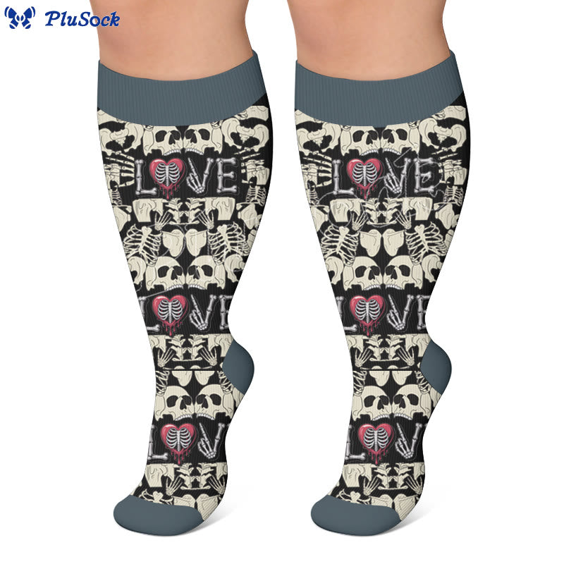 Plusock Plus Size Fun Skull Print Compression Socks - image 2